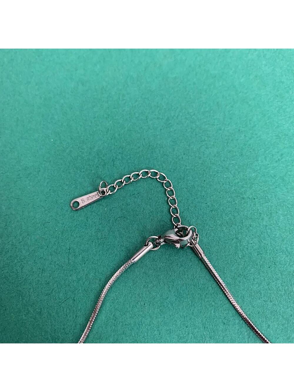 Rose Pendant Stainless steel Silver necklace. Rope chain. Unisex. Fits 16-18 - Picture 7 of 7